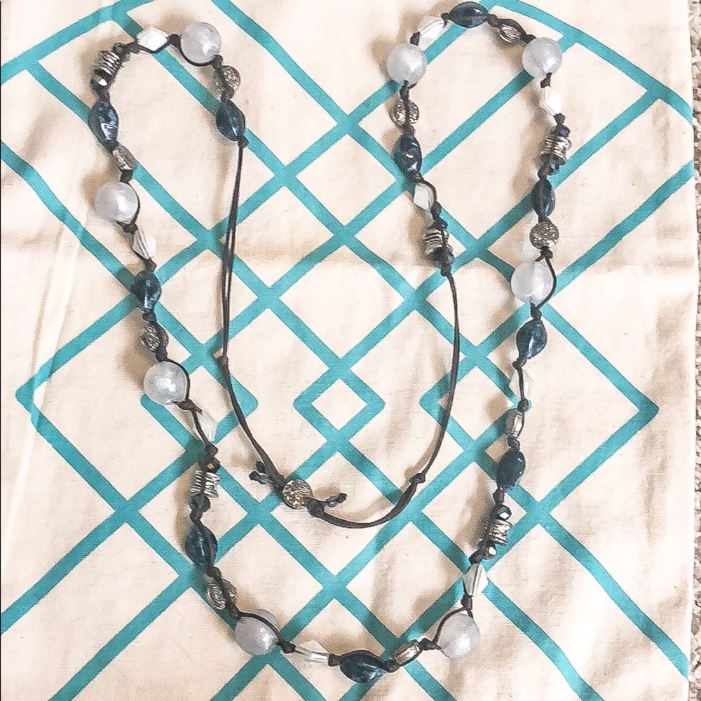 Navy blue and silver necklace